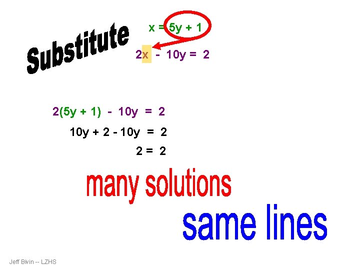 x = 5 y + 1 2 x - 10 y = 2 2(5