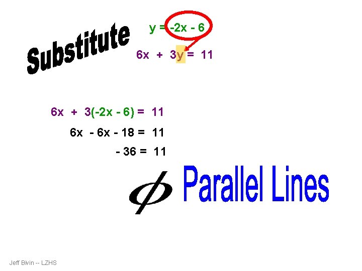 y = -2 x - 6 6 x + 3 y = 11 6