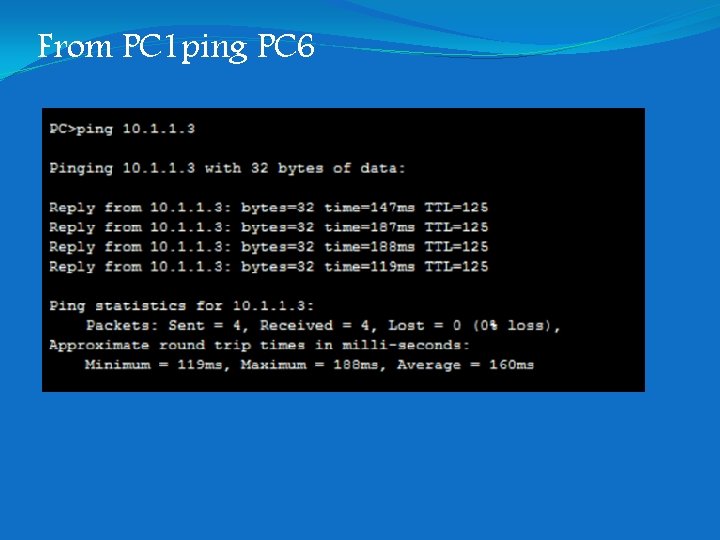 From PC 1 ping PC 6 From PC 1 ping PC 6