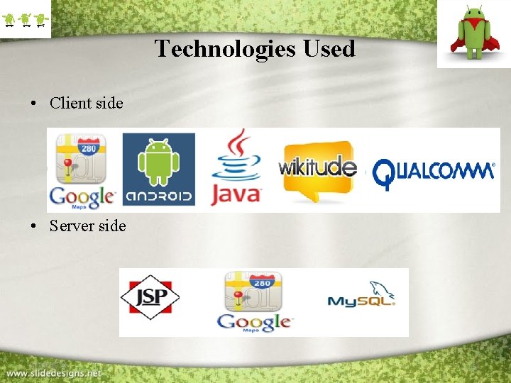 Technologies Used • Client side • Server side 1/23/2022 11 