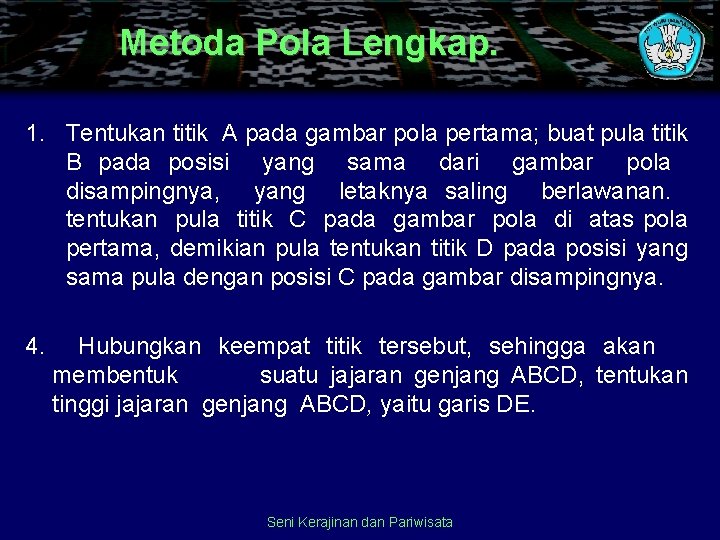 Metoda Pola Lengkap. 1. Tentukan titik A pada gambar pola pertama; buat pula titik