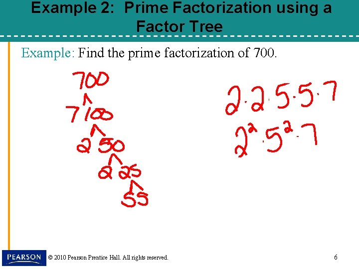 Example 2: Prime Factorization using a Factor Tree Example: Find the prime factorization of