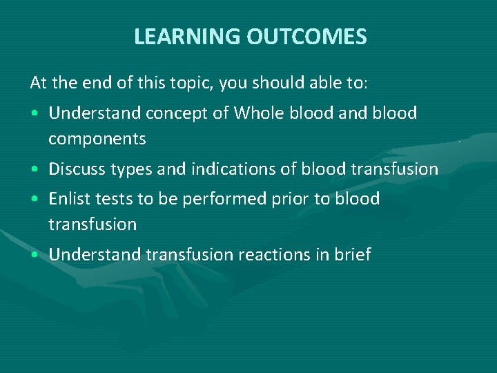 LEARNING OUTCOMES At the end of this topic, you should able to: • Understand LEARNING OUTCOMES At the end of this topic, you should able to: • Understand