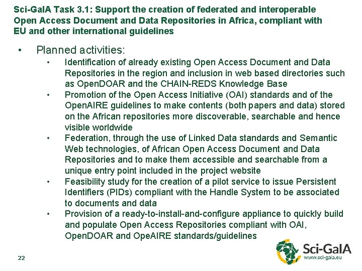 Sci-Ga. IA Task 3. 1: Support the creation of federated and interoperable Open Access