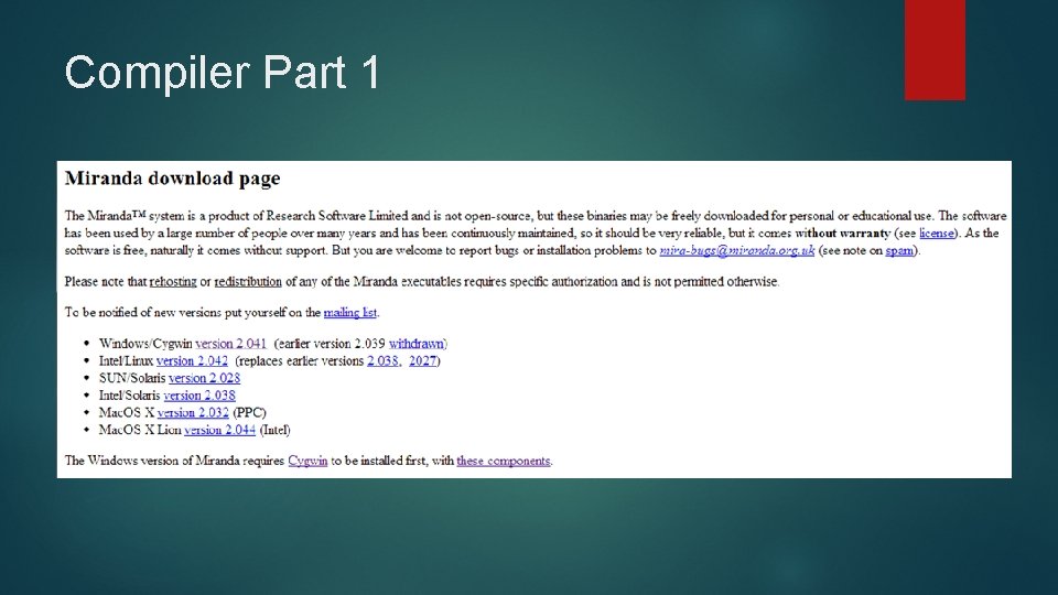 Compiler Part 1 Compiler Part 1