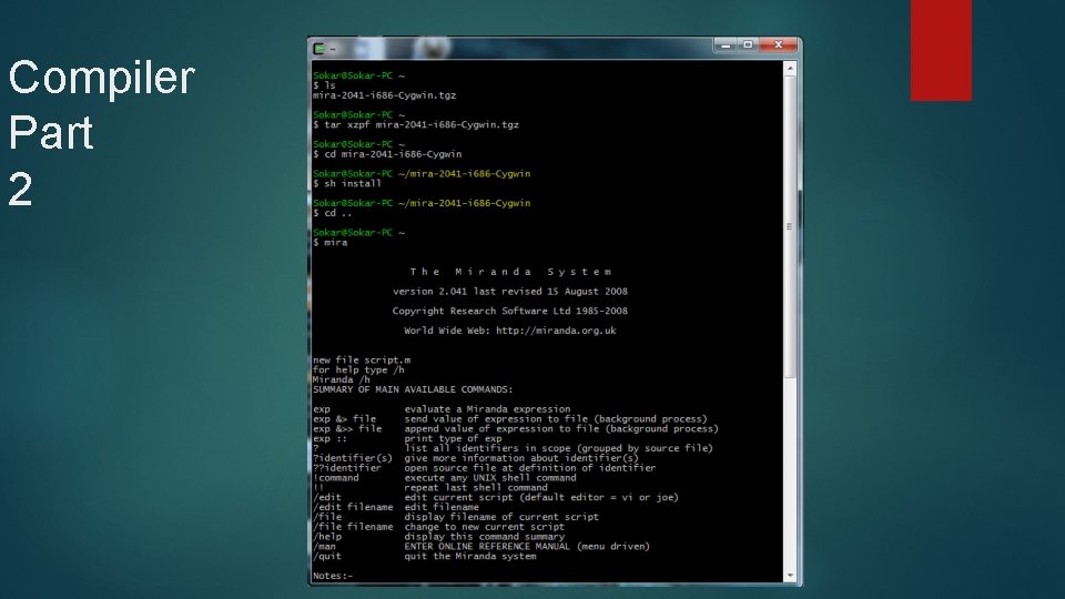 Compiler Part 2 Compiler Part 2