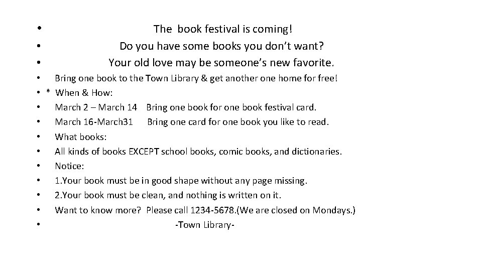  • • • The book festival is coming! Do you have some books