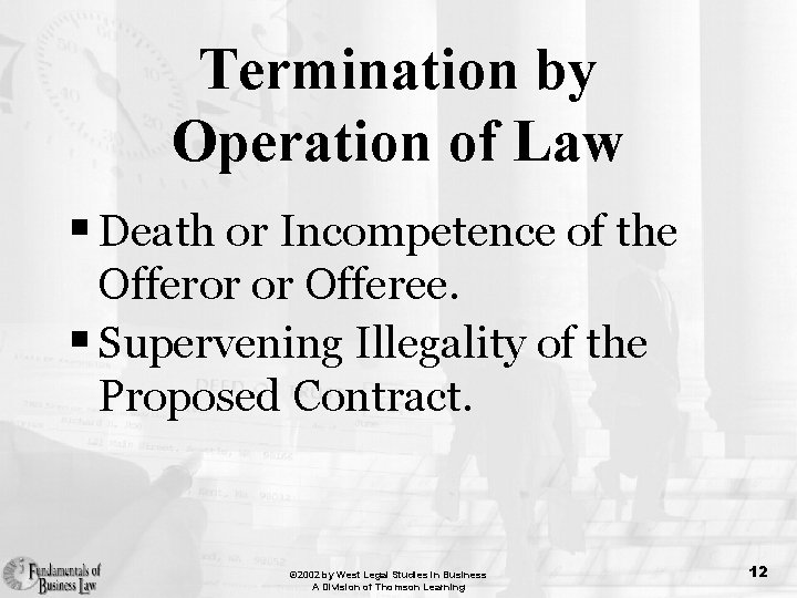 Termination by Operation of Law § Death or Incompetence of the Offeror or Offeree.