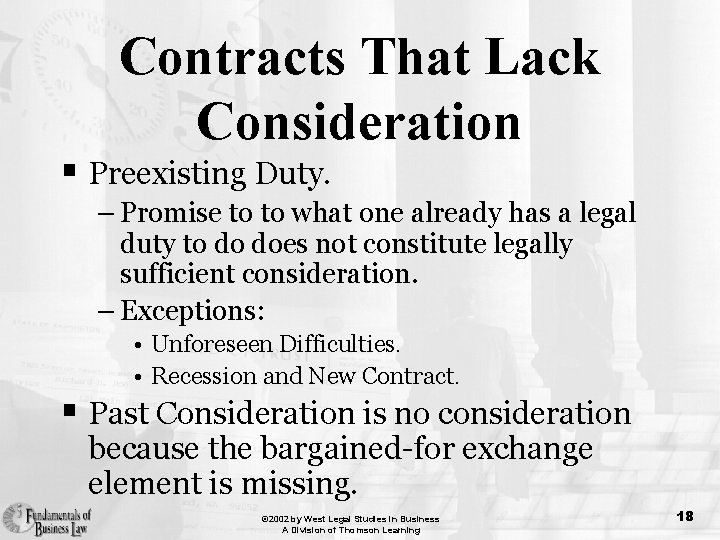 Contracts That Lack Consideration § Preexisting Duty. – Promise to to what one already