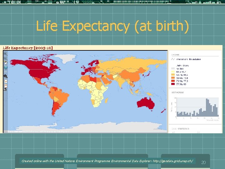 Life Expectancy (at birth) Created online with the United Nations Environment Programme Environmental Data