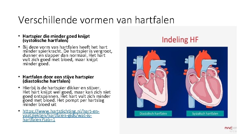 Verschillende vormen van hartfalen • Hartspier die minder goed knijpt (systolische hartfalen) • Bij