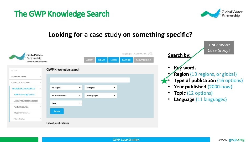 The GWP Knowledge Search Looking for a case study on something specific? Search by: