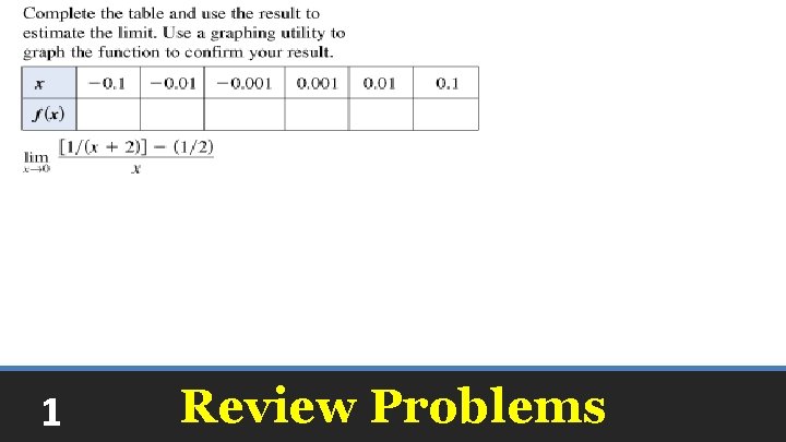 1 Review Problems 
