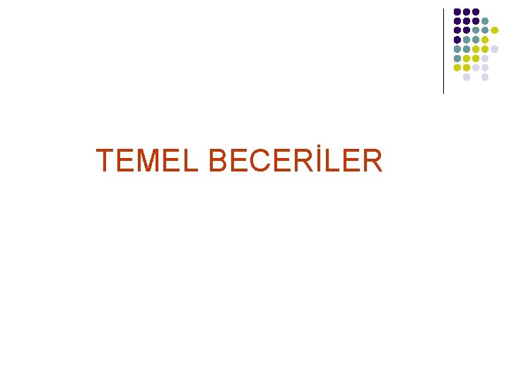 TEMEL BECERİLER 