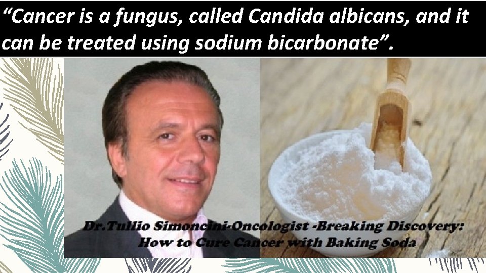“Cancer is a fungus, called Candida albicans, and it can be treated using sodium