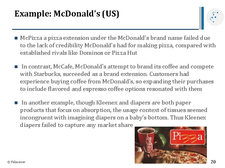 Example: Mc. Donald’s (US) n Mc. Pizza a pizza extension under the Mc. Donald’s