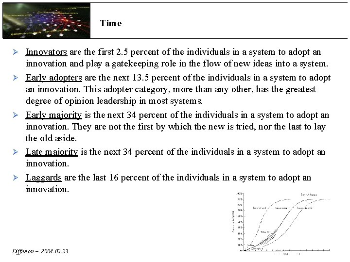 Time Ø Ø Ø Innovators are the first 2. 5 percent of the individuals