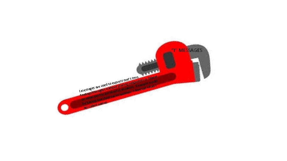 “I” MESSAGES n me e’s ow nts or bla d n o s res