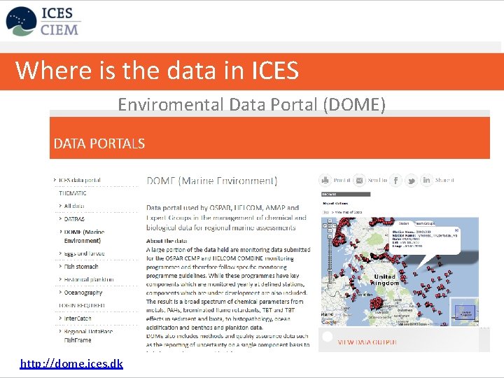 Where is the data in ICES Enviromental Data Portal (DOME) http: //dome. ices. dk