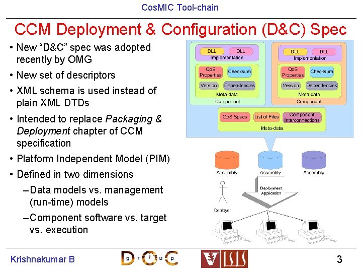 Cos. MIC Tool-chain CCM Deployment & Configuration (D&C) Spec • New “D&C” spec was