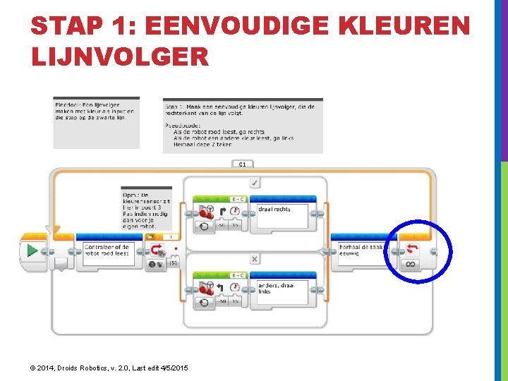 STAP 1: EENVOUDIGE KLEUREN LIJNVOLGER © 2014, Droids Robotics, v. 2. 0, Last edit