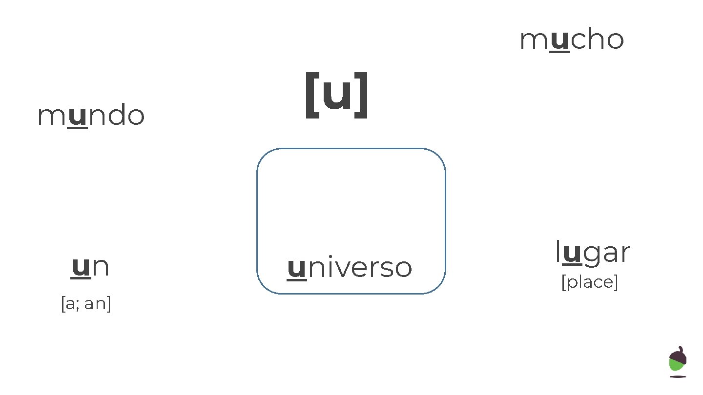mundo un [a; an] [u] universo mucho lugar [place] 