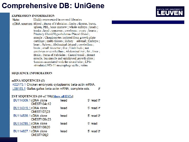 Comprehensive DB: Uni. Gene 