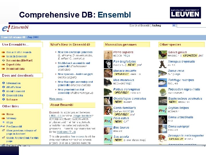 Comprehensive DB: Ensembl 