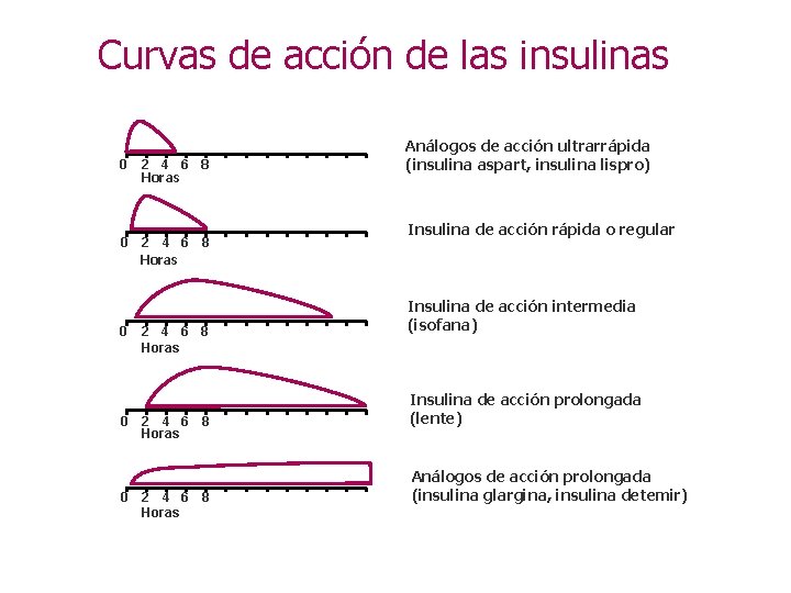 Curvas de acción de las insulinas 0 2 4 6 8 Horas 0 0