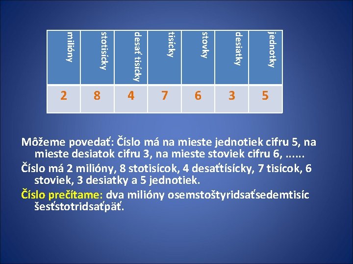 3 jednotky 6 desiatky 7 stovky 4 tisícky 8 desať tisícky stotisícky milióny 2 3 jednotky 6 desiatky 7 stovky 4 tisícky 8 desať tisícky stotisícky milióny 2