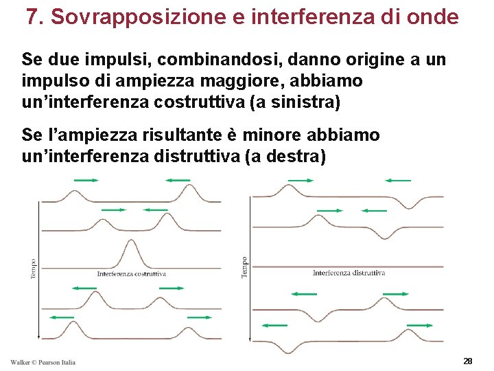 7. Sovrapposizione e interferenza di onde Se due impulsi, combinandosi, danno origine a un