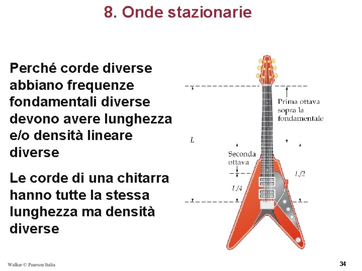 8. Onde stazionarie Perché corde diverse abbiano frequenze fondamentali diverse devono avere lunghezza e/o