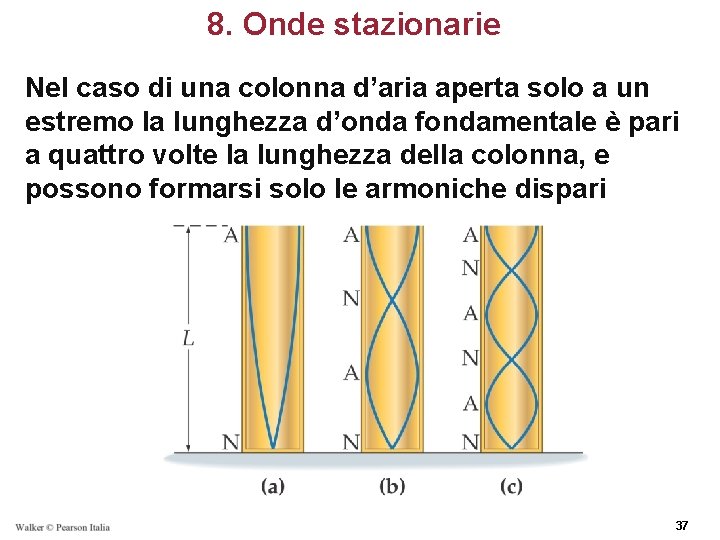 8. Onde stazionarie Nel caso di una colonna d’aria aperta solo a un estremo