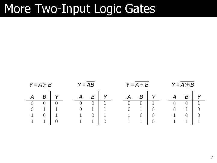 More Two-Input Logic Gates 7 