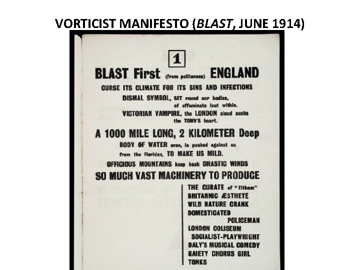 VORTICIST MANIFESTO (BLAST, JUNE 1914) 