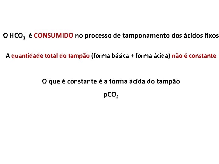 O HCO 3 - é CONSUMIDO no processo de tamponamento dos ácidos fixos A