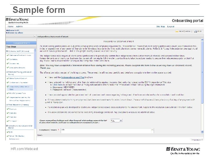 Sample form HR. com Webcast 