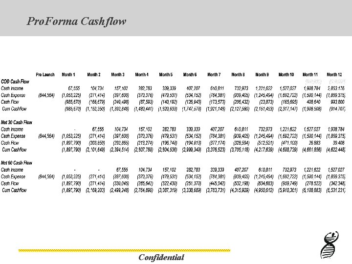 Pro. Forma Cashflow Confidential 