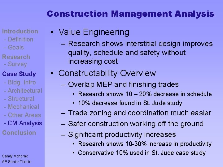 Construction Management Analysis Introduction - Definition - Goals Controversy - Goals Research - Survey