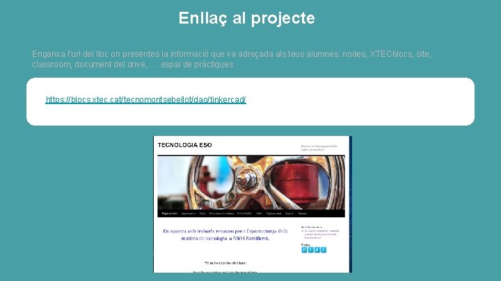 Enllaç al projecte Enganxa l’url del lloc on presentes la informació que va adreçada