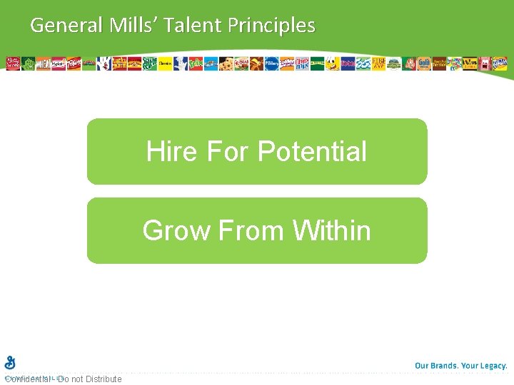 General Mills’ Talent Principles Hire For Potential Grow From Within Confidential - Do not