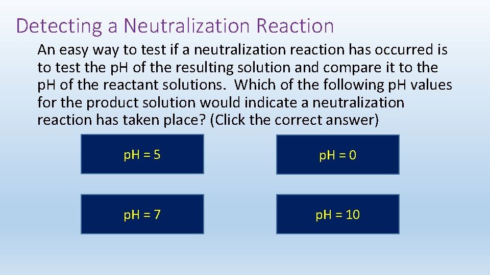 Detecting a Neutralization Reaction An easy way to test if a neutralization reaction has