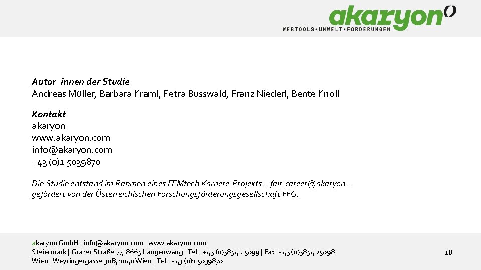 Nachhaltigkeits-Tools Autor_innen der Studie Andreas Müller, Barbara Kraml, Petra Busswald, Franz Niederl, Bente Knoll