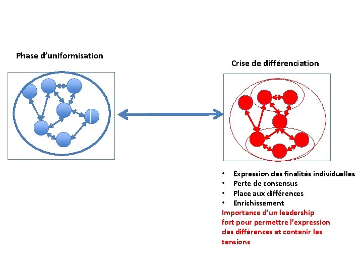 Phase d’uniformisation Crise de différenciation • Expression des finalités individuelles • Perte de consensus