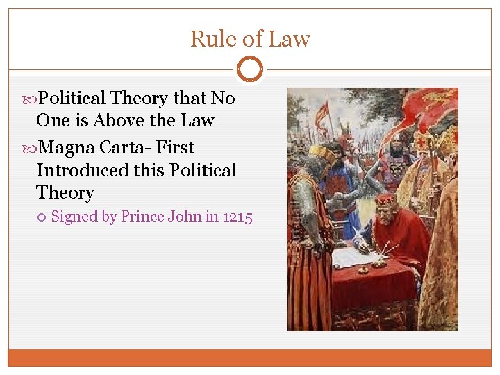 Rule of Law Political Theory that No One is Above the Law Magna Carta-