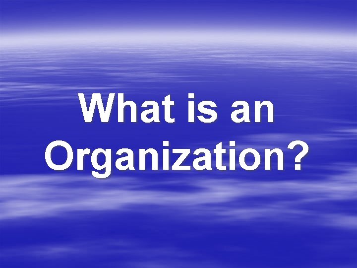 What is an Organization? 