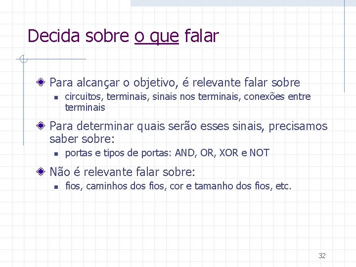 Decida sobre o que falar Para alcançar o objetivo, é relevante falar sobre n