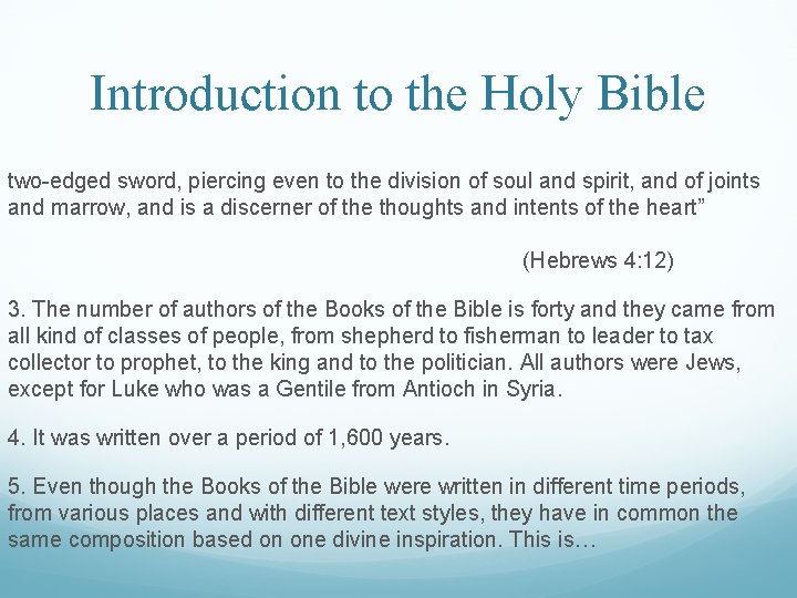 Introduction to the Holy Bible two-edged sword, piercing even to the division of soul