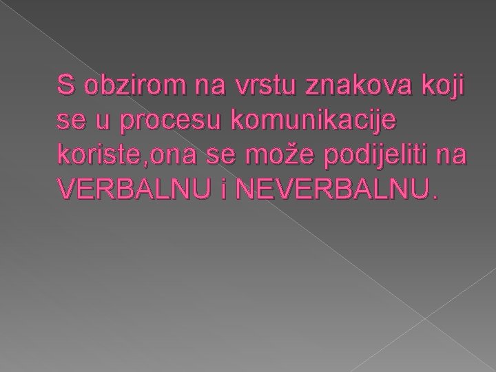 S obzirom na vrstu znakova koji se u procesu komunikacije koriste, ona se može