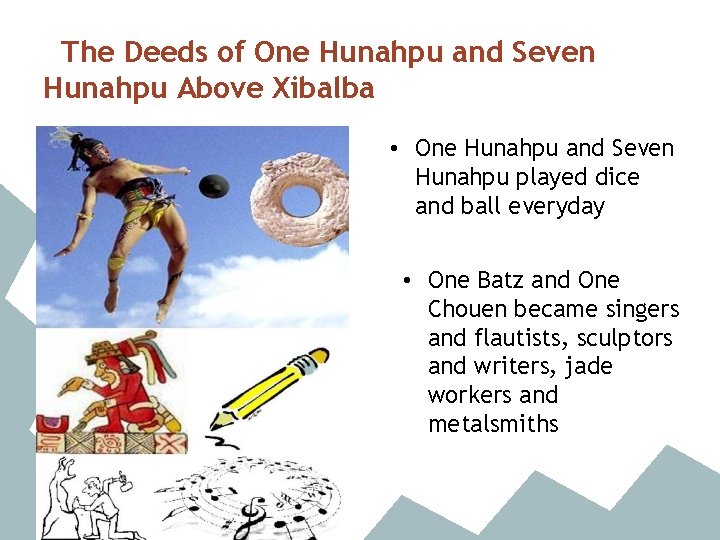 The Deeds of One Hunahpu and Seven Hunahpu Above Xibalba • One Hunahpu and